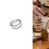 Elegant 925 Sterling Silver Korean Geometric Open Adjustable Ring For Women