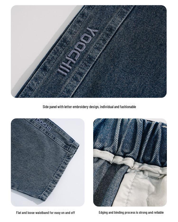 2025 Jesień Stylowe Dżinsy Amerykańskie z Haftem Literowym i Dużymi Kieszeniami