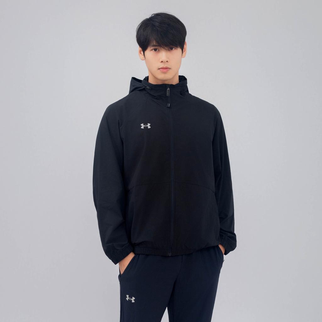 Under Armour Solid Color Windbreaker Zip-Up Hoodie Jacket Unisex Jackets Black 24500401-001