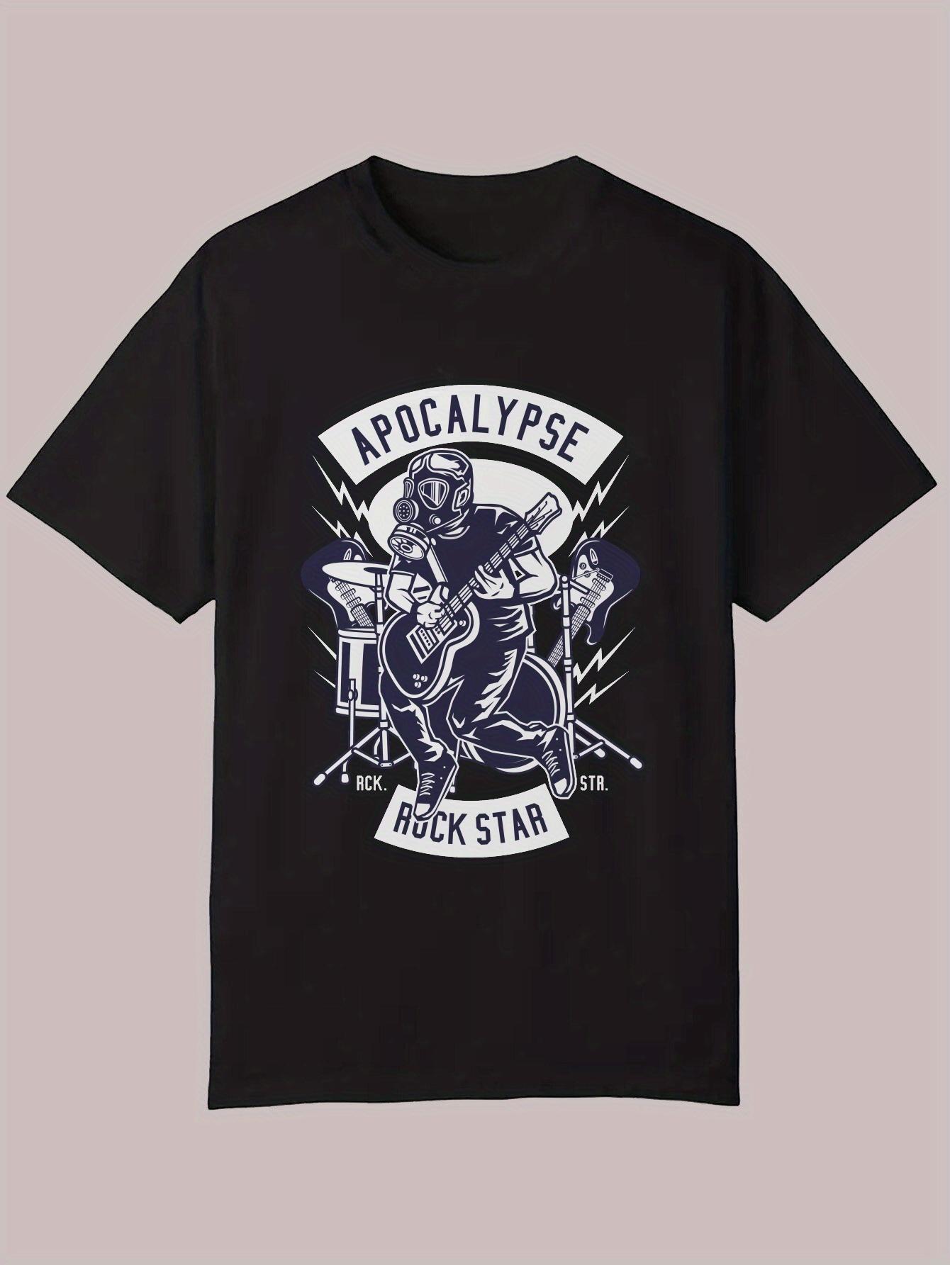 Casual Crew Neck T-shirt - Apocalypse Rock Star Graphic Tee XXXL