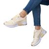 Women's casual flat-bottomed single shoe style large size thick-soled color matching round head lace-up -3 size