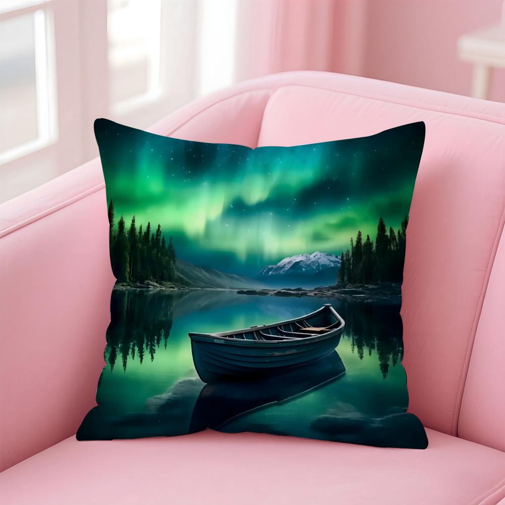 Dreamy And Beautiful Arctic Aurora Cushion Cover Pillow Case Soft Skin Friendly Fabric  Concealed Zipper
