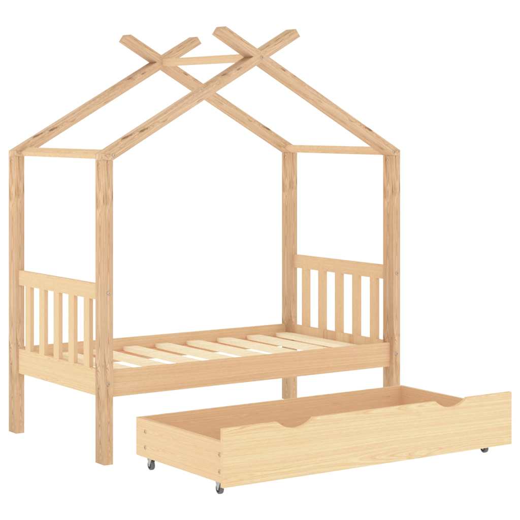 Children s Bed with Drawer Solid Pine Wood 70 x 140 cm