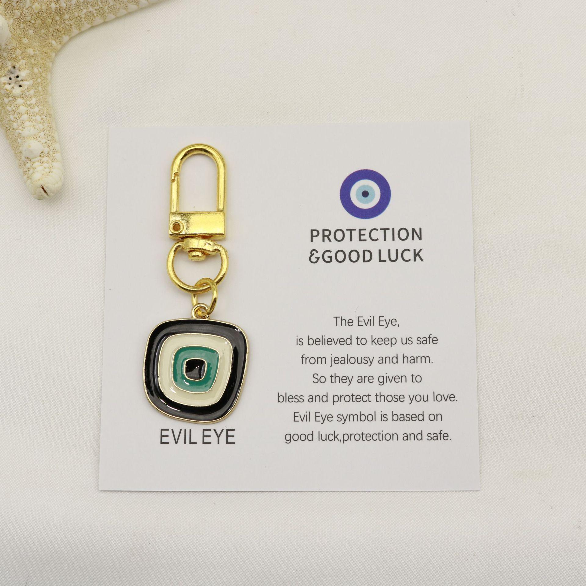 Blue Evil Eye Good Luck Keychain Pendant Card чёрный