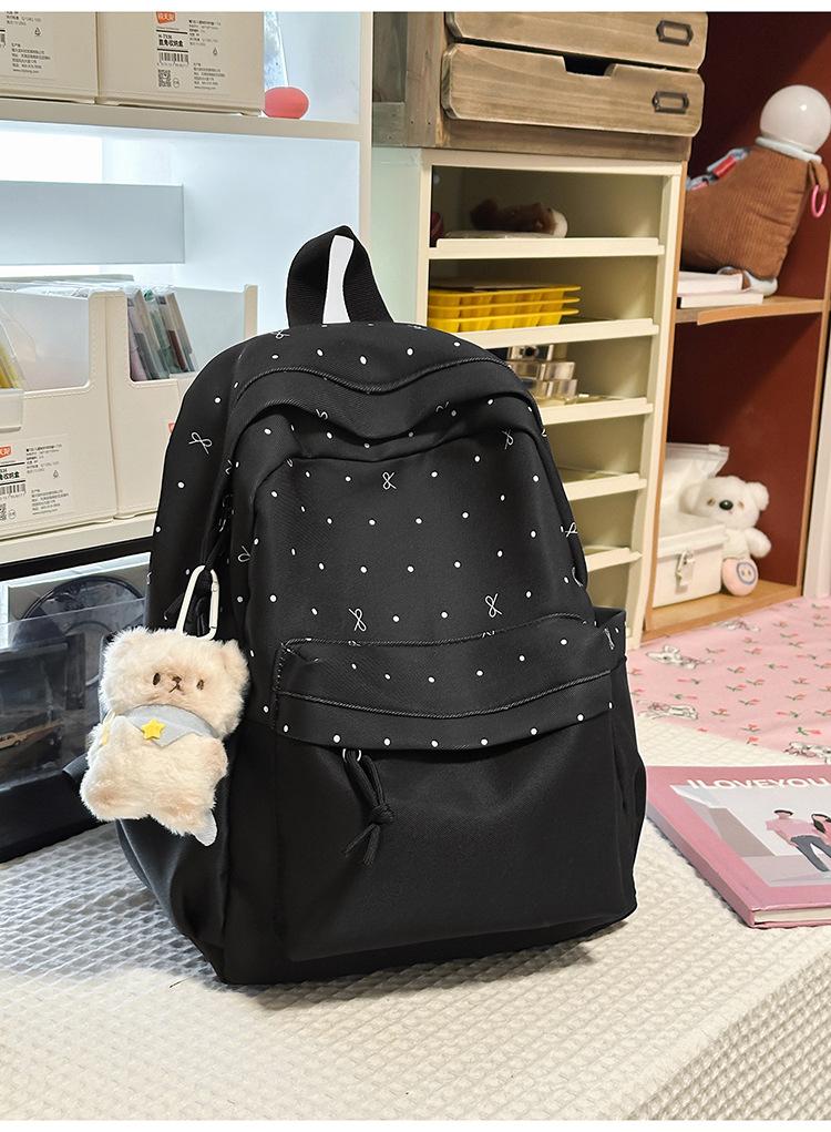 Schoolbag girly heart atmosphere polka dot bow versatile high value backpack female student schoolbag commuting simple backpack