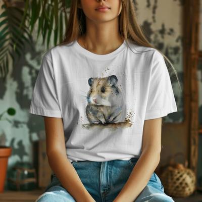 Watercolor Hamster T-shirt, Pet Tee, Cute Hamster Top, Hamster Owner Gift