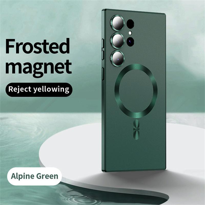 For Magsafe Magnetic Wireless Charging Matte Phone Cases For Samsung S25 S24 S22 S23 Ultra S24 S25 Plus Shockproof Cover Case
