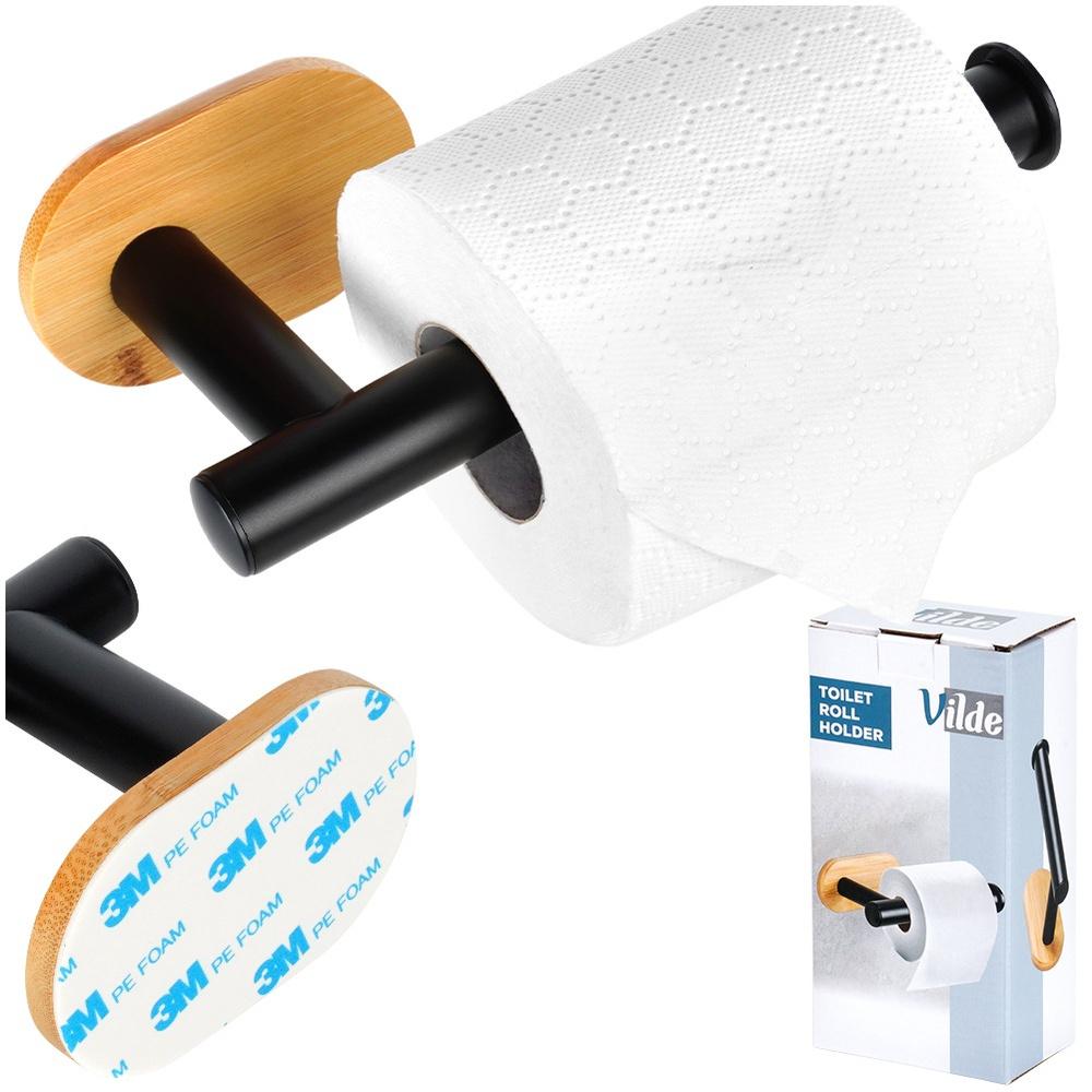 Black bamboo steel toilet paper holder 17 cm