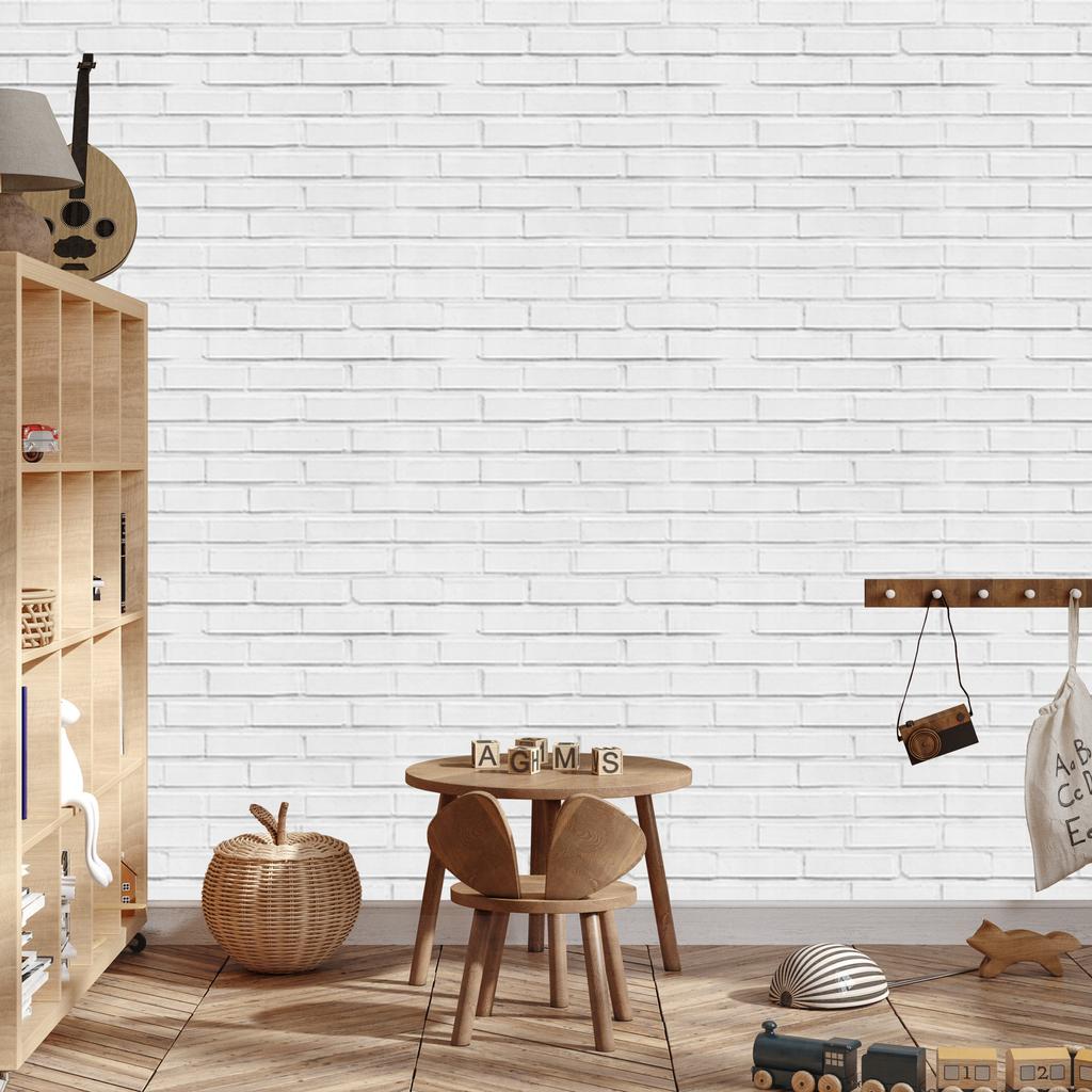 Brick Wallpaper White Gray for Living Room and Bedroom 50x1000