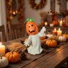 Halloween Pumpkin Head Ghost Figurine Ceramic Tabletop Decoration for Seasonal Home Display Indoor Use