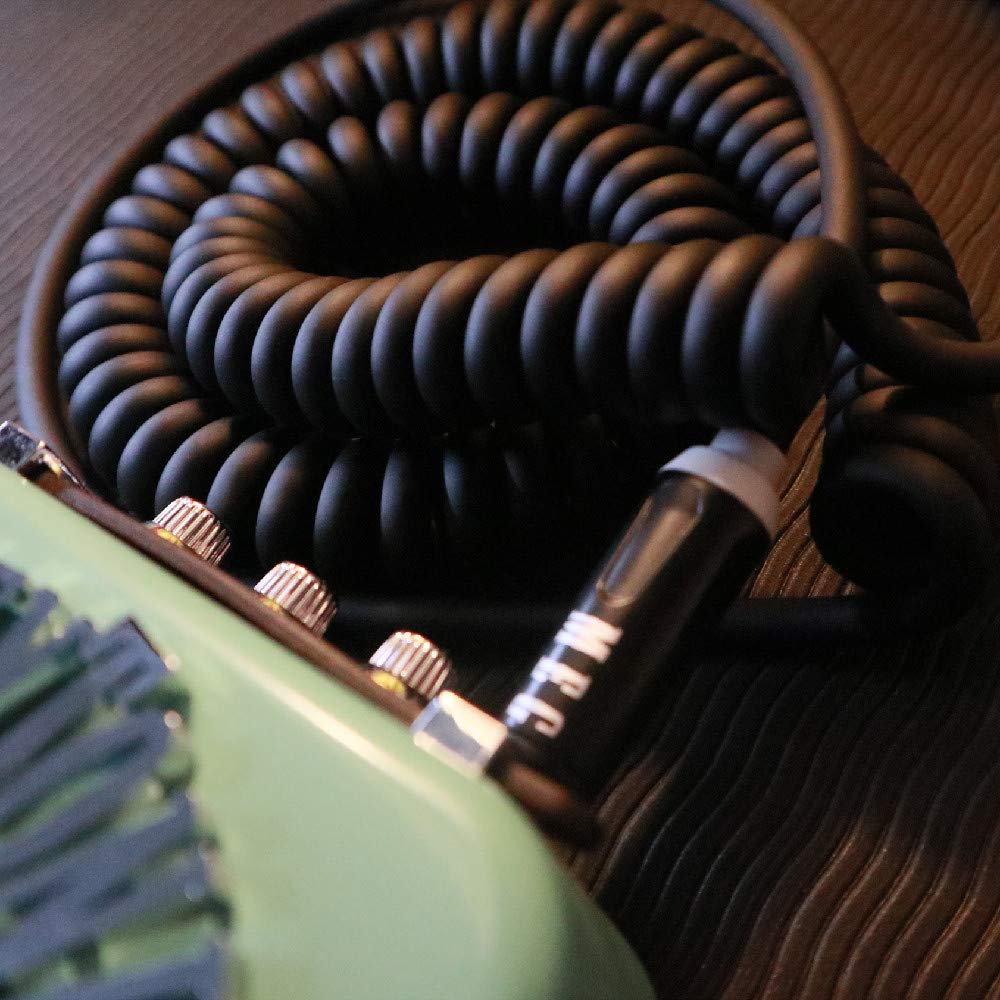 Aestivate Guitar Coil Cable Bass Shield Curled Cord 6.35mm 10ft3m (Black)
