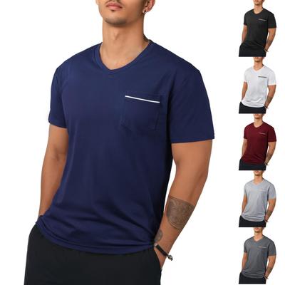 Men's New Milk Silk V-neck Short-sleeve T-shirt Undershirt Casual Sports Breathable Top