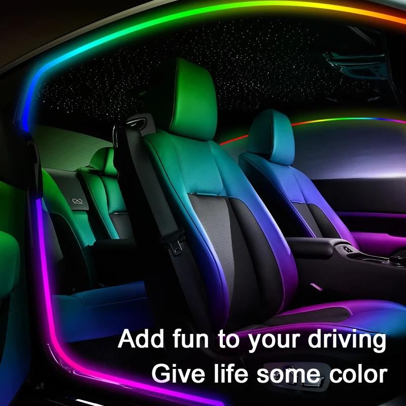 137.8 inch Car Door Frame Ambient Light LED Symphony RGB Atmosphere Decoration Lamp App Control USB Plug Acrylic Strip for SUV