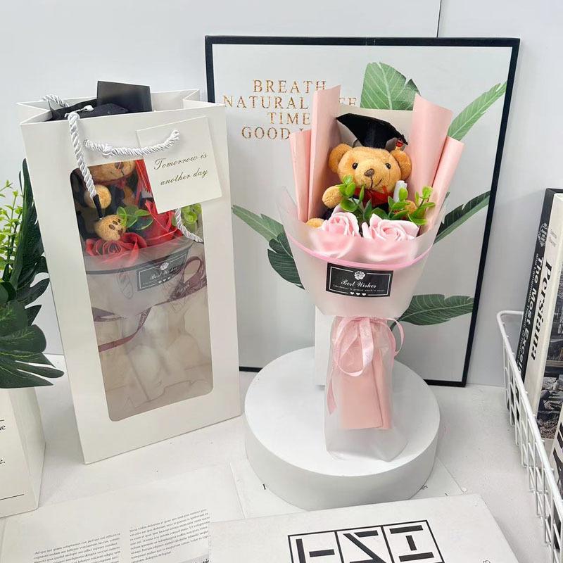 

Graduation Ceremony Doctor Bear Cartoon Bouquet for Sunflower Kindergarten Kids