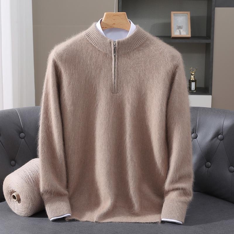 

Men s Half-Zip Thickened Mink Velvet Sweater - Casual Warm Knitwear for Autumn/Winter XXXL