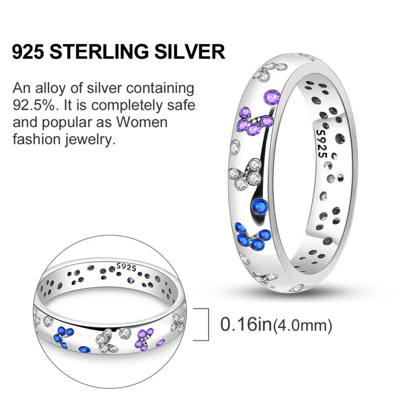 Originální stříbrný prsten 925 Barevné diamanty Zirkony Prsten na prst Pro ženy Šperky Svatební Zásnubní Dárek k narozeninám
