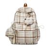 Schoolbag Schoolbag Junior High School Girls Japanese Ins Retro Plaid College Students Simple and Versatile Korean Version High School Backpack Women