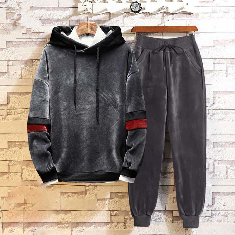 

Чоловічий спортивний повсякденний світшот з капюшоном і оксамитовим потовщеним оксамитом M світло-сірого кольору