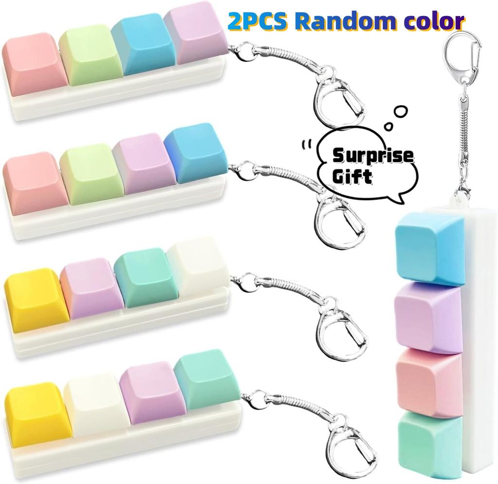 4 Tasti Tasto Tappo Tasto Portachiavi Fidget Tastiera Tasto Giocattolo Tastiera Clicker Giocattolo Tastiera Cubo Giocattolo per Adulto Regalo Regali Per Alleviare Passare il Tempo