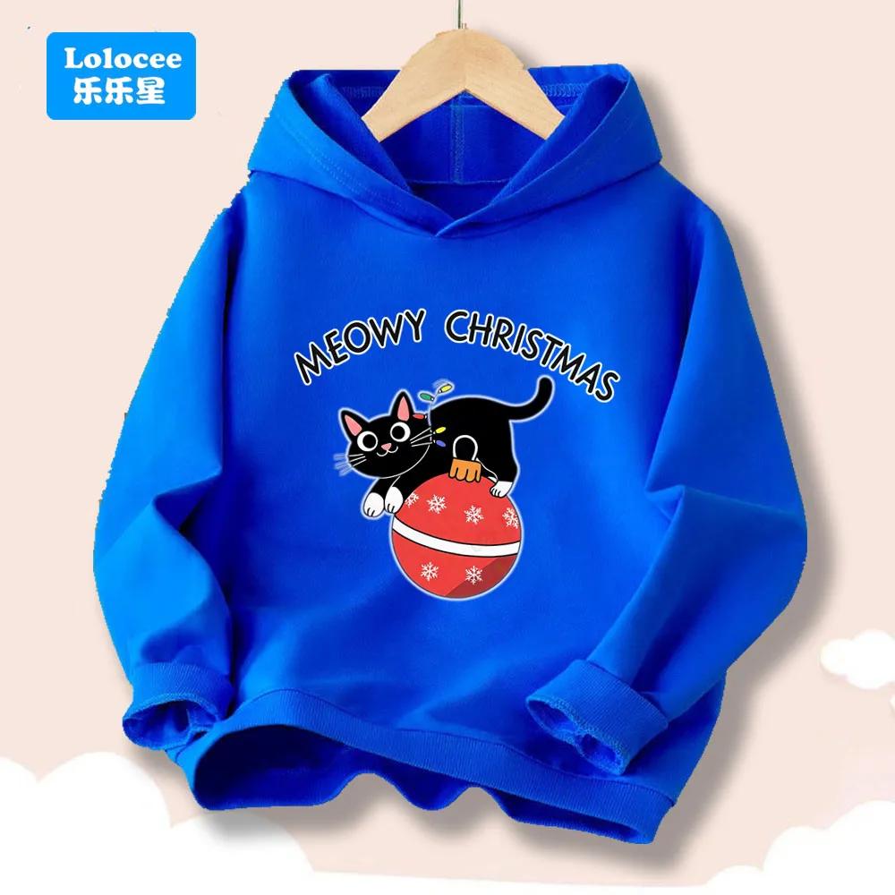 Neuer Herbst/Winter Katzenprint Kinder Langarm Sport Hoodie Street Style Oberteil für ältere Kinder MSD2