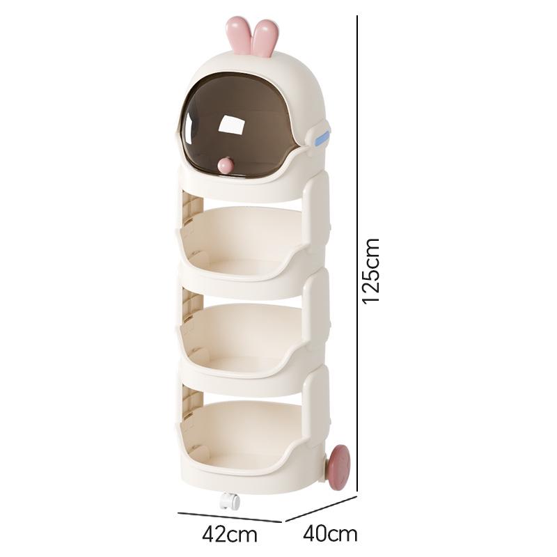 Cartoon Trolley: Movable Multilayer Storage Rack for Snacks, Drinks, and Toys