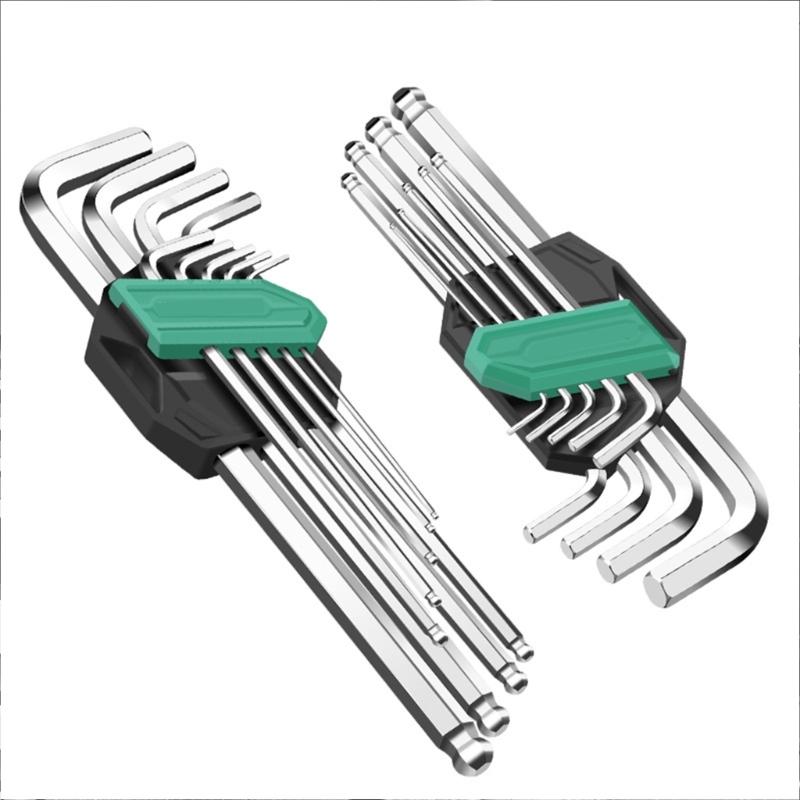 Professional 9Pcs Hex Key Wrench Set With Precise Size Marking Ideal For Bike Maintenance And Engineering Use Tool