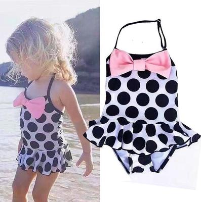 Girls Kids Polka Dot Swimsuit Tankini Swimwear Bikini Swimming Costume Swim Cap