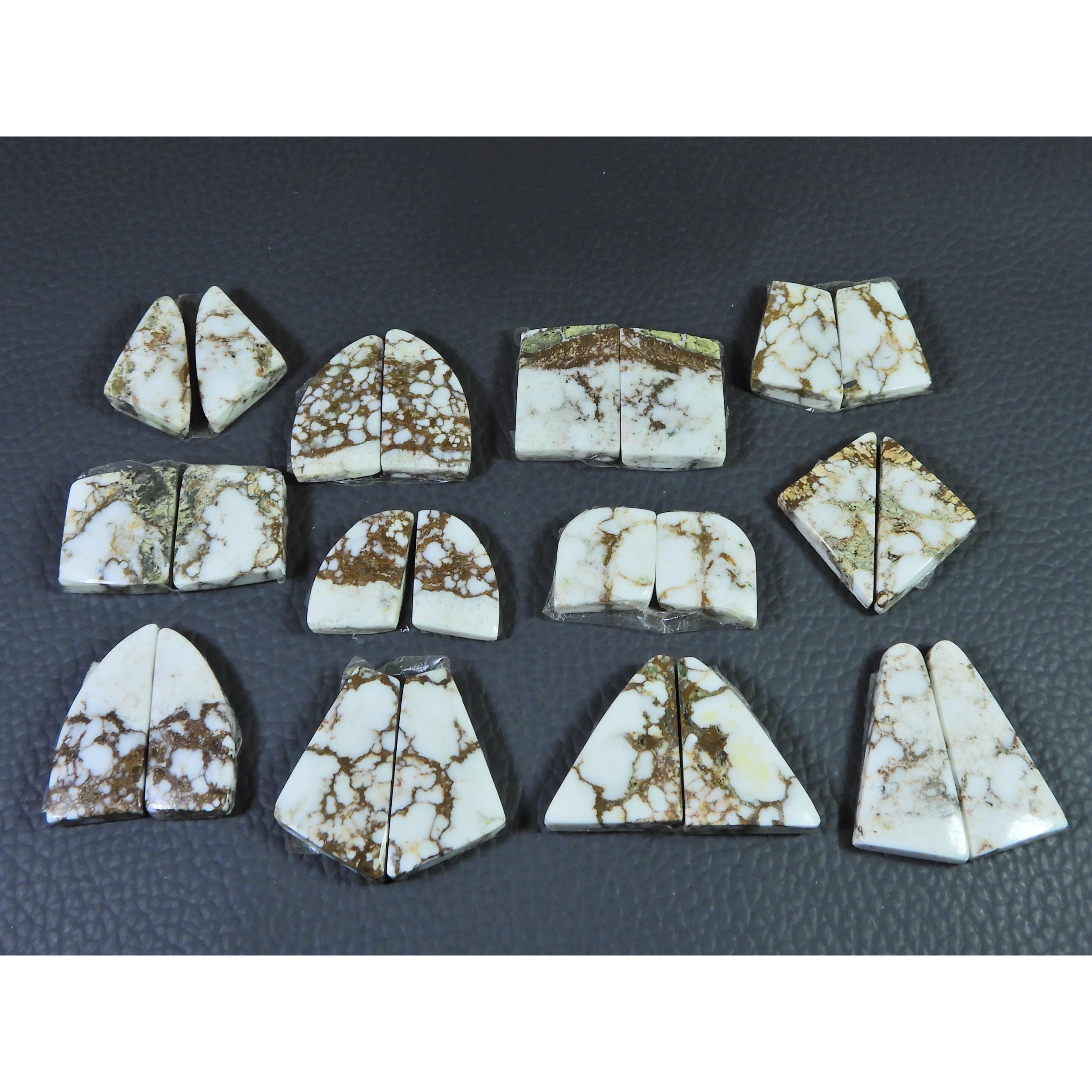 258Cts. Natural Wild horse Jasper Fancy Cabochon Loose Gemstone 12Pair Lot C-1479