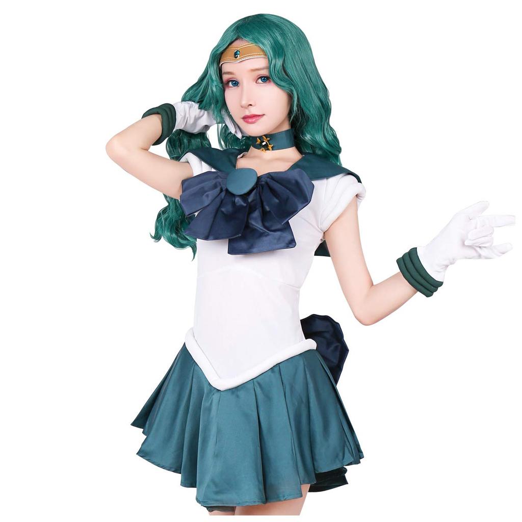 Sailor Moon Cosplay Costume Made with Stretchy Sailor Kaiou Size M [Fujitatsu] Set, One-Piece Set, Leotard-Like Fabric, Neptune, Michiru,