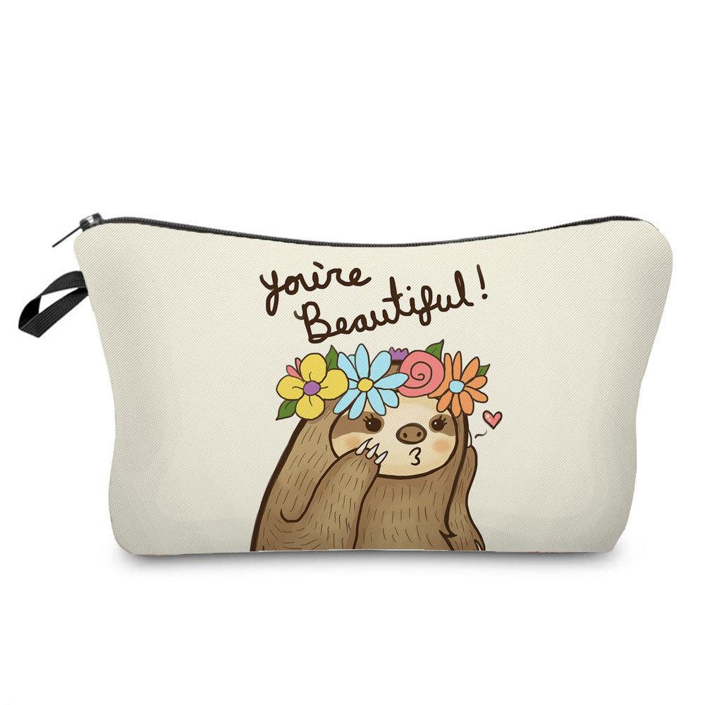 Women Sloth Print Cosmetic Bag Toiletries Organize Travel Storage Case 6403