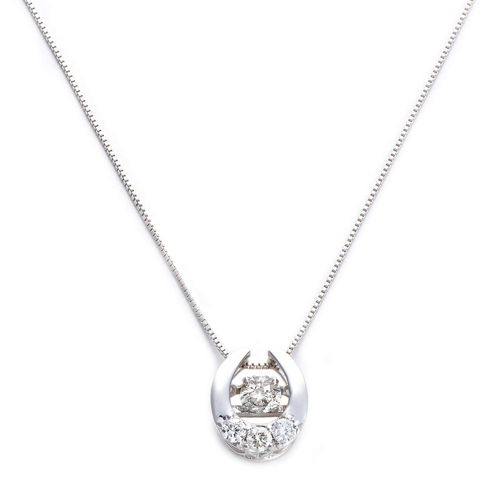 Jewel Forest Diamond Necklace in 18K White Gold with a Dancing Diamond Heart Drop and Single Dangling Diamond Includes Certificate of 0.2ct Stone,