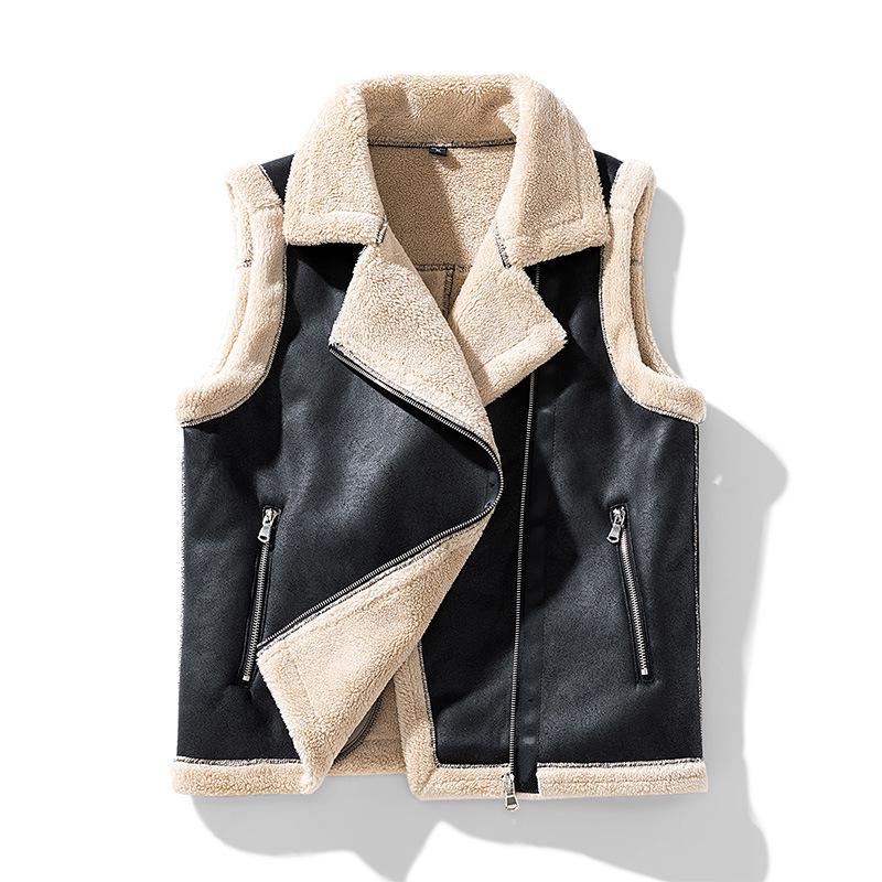 D011 Suede Lambswool Sleeveless Jacket – Lightweight, Warm, and Fleece-Lined for Autumn/Winter