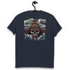Koszulka Samurai Skull Hełm Kabuto Japoński Wojownik T-shirt Koszulka Samurai Skull z Falami Japoński Tatuaż Graficzny T-shirt | Top Gotycki