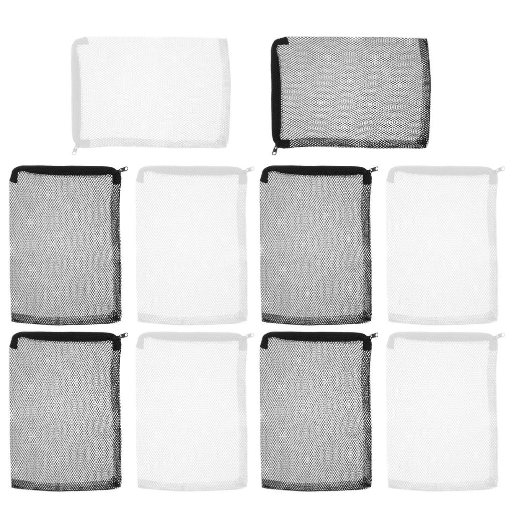 10Pcs Fish Tank Mesh Filter Bag Aquarium Filter Bag Zipper Mesh Pouch 30x20cm White Black Ceramic Ring Activated Carbon Volcanic