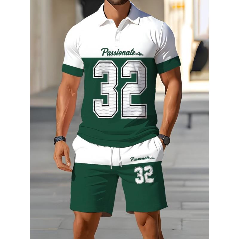 Mens Casual Loose Fit Polo Shirt With 3D Digital Print Short Sleeve Asymmetrical Design Wear