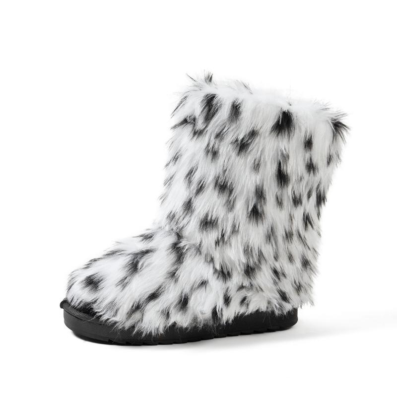 Women's Mid-calf Large Size Thick Sole Winter Warm Fur Fur Snow Boots Padded Lined Ankle Boots Non-slip Hiking Sports Cotton Boots