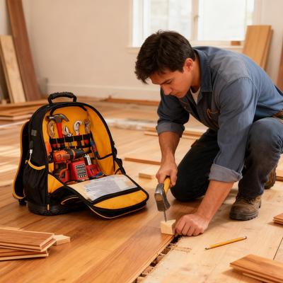Elektriker Rucksack Aufbewahrungstasche mit Hartboden Baustellenrucksack für Baustelle Reparatur Job Heimprojekt Outdoor