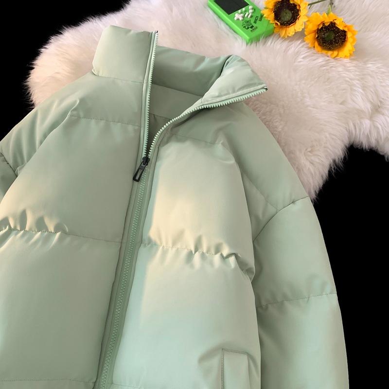 Stand-up Collar Cotton Clothing Men and Women Paragraph Winter Thickened Loose Cotton Jacket Couple Paragraph Casual Bread Clothing Cotton Jacket