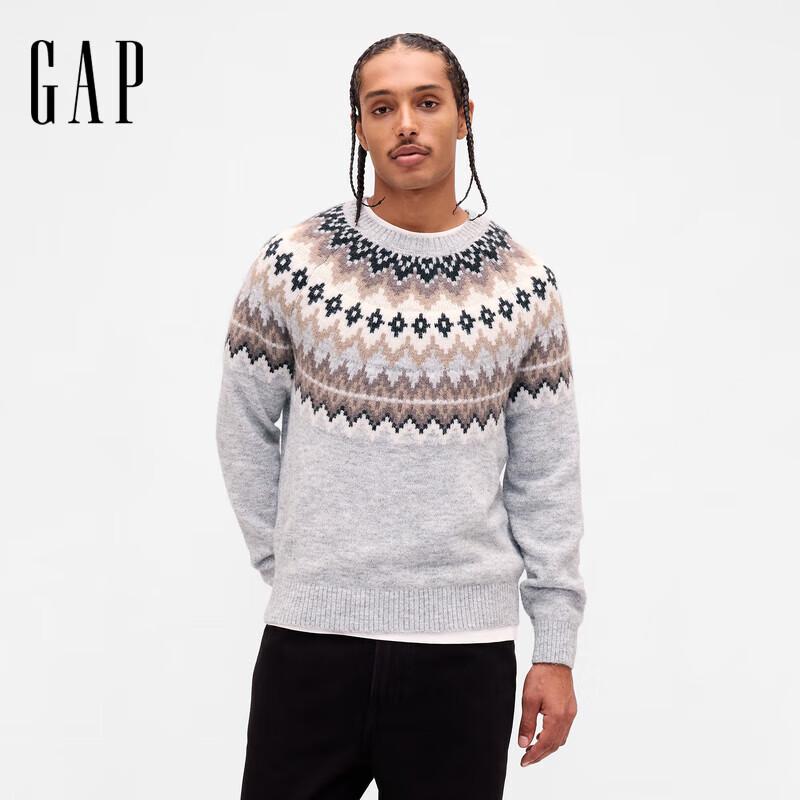 GAP Men's Fair Isle Round Neck Knit Sweater