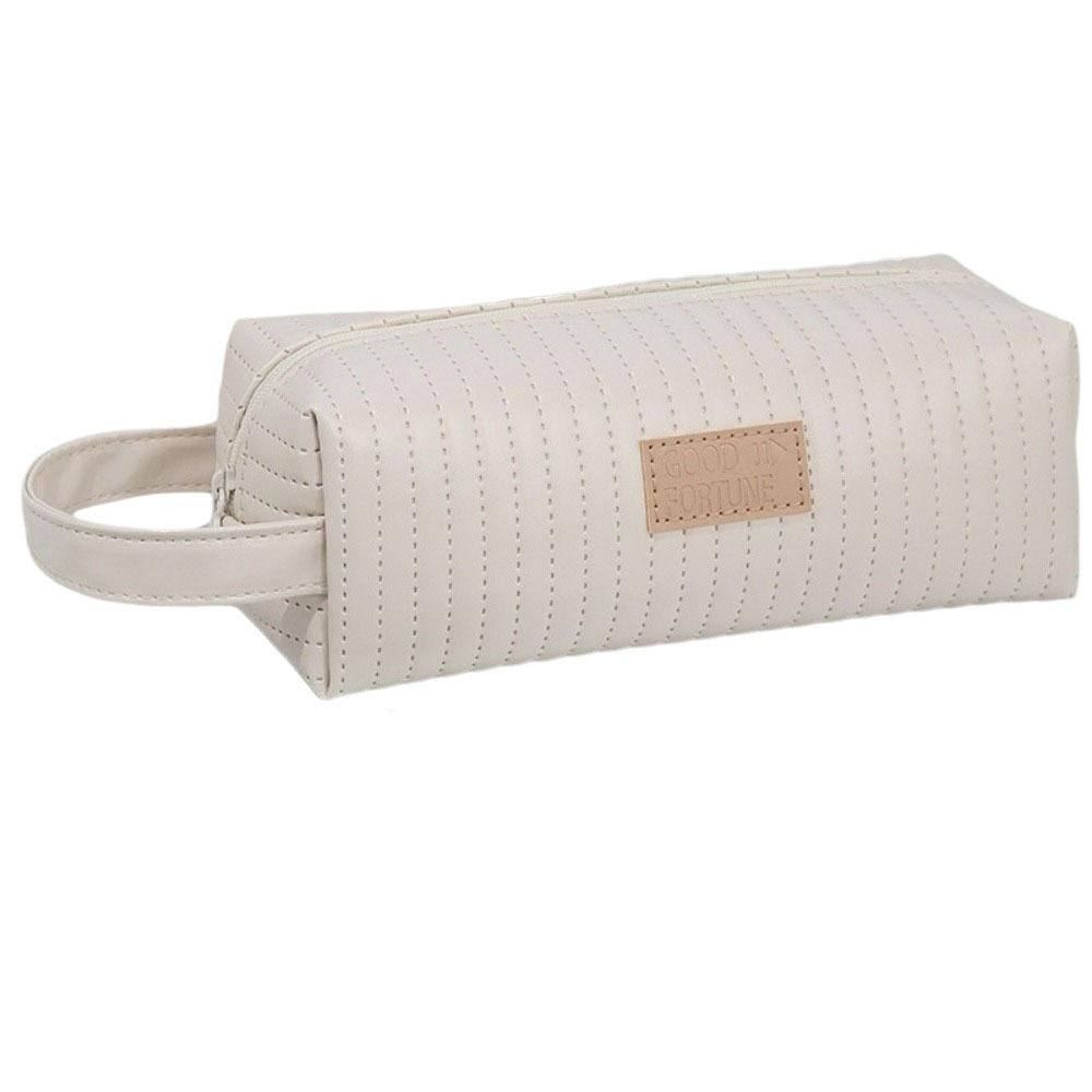 Double Zipper Pen Bag PU Pen Storage Bag New Pencil Pouch  Stationery Supplies