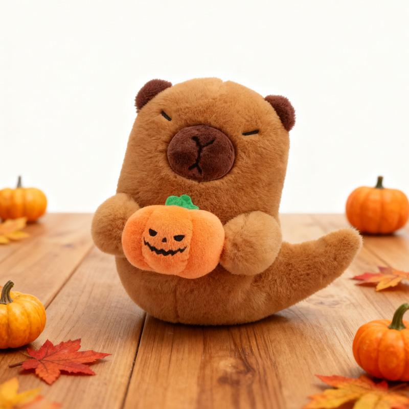 Peluche Capibara Fantasma Zucca 19cm Decorazioni Squisite per Feste di Halloween Prodotti Kawaii Compagno per Dormire Regali per Amici