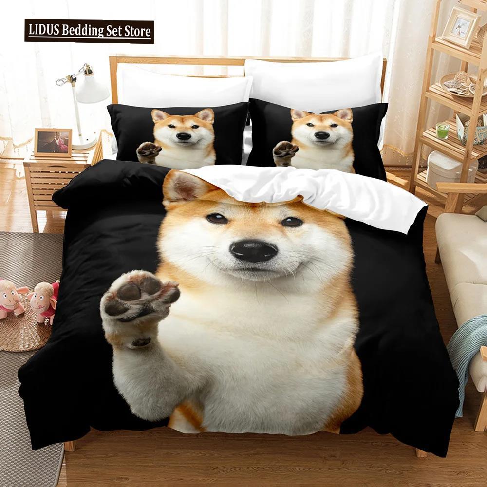 Hunde Tröster Bettbezug Einzel Kinder Niedliches Bettwäscheset Cartoon Welpenmuster Bettbezug Set 3D Stepp-/Deckbettbezug Kissenbezüge