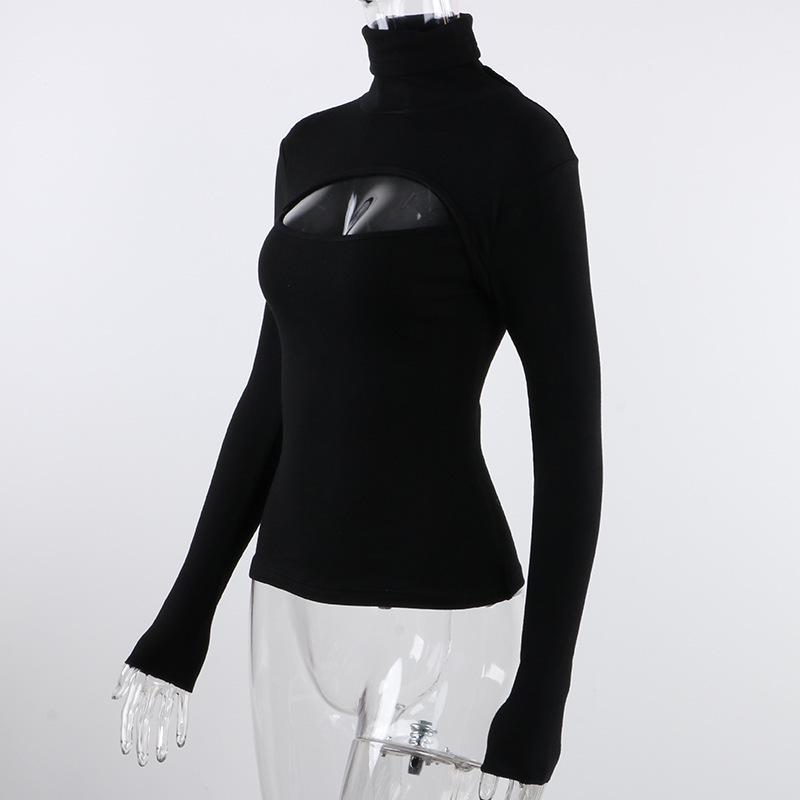 Women's Autumn & Winter Knit Chest-Revealing Long Sleeve Top - European and American Style
