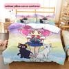 Sailor Moon Luna & Katzenfamilie Bettbezug & Kissenbezüge, Sailor Moon Fan Schlafzimmer Bettwäsche, Perfektes Geschenk.chl