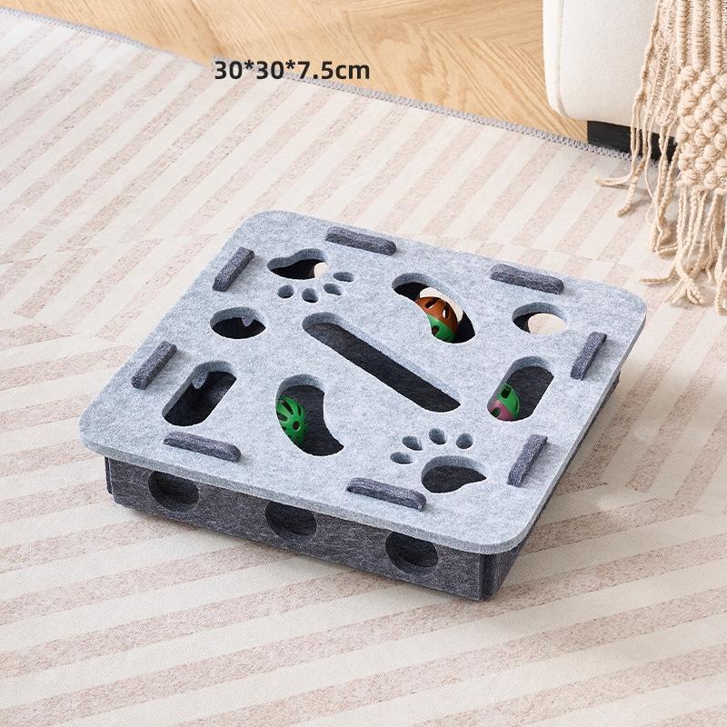Interactive Cat Puzzle Plaything Puzzle Felt Box For Indoor Cats Kitten Mental Training Tools Hide And Seek Cat Agility Toys