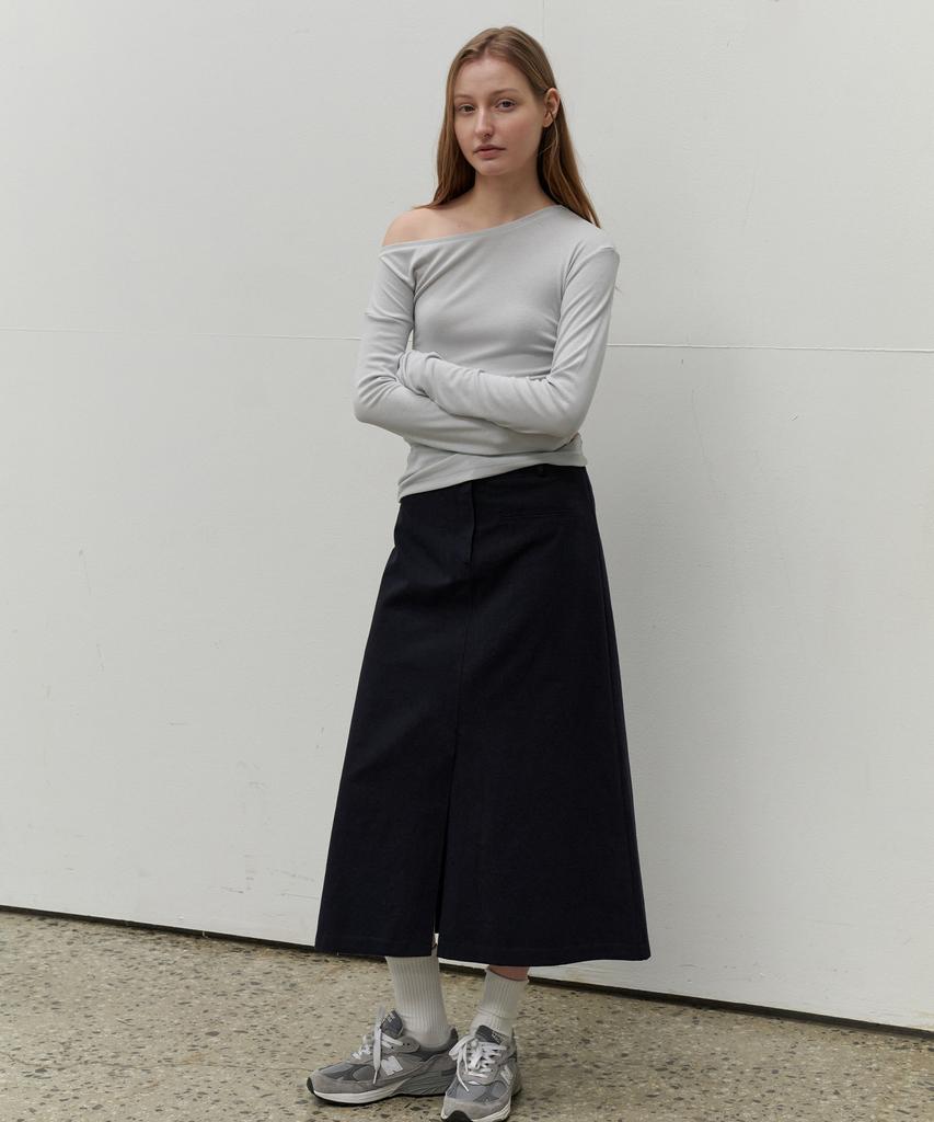 Soire A Line Cotton Skirt - Navy