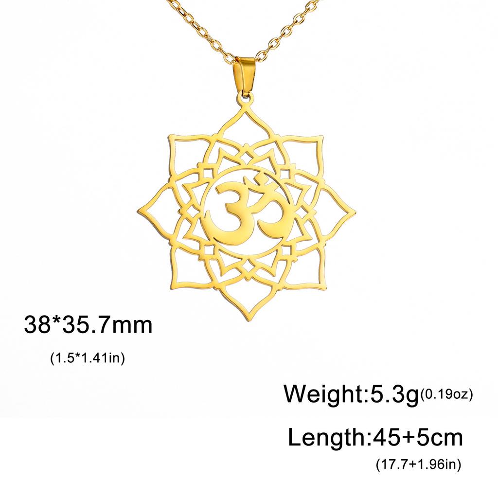 Lotus OM Yoga Pendant Necklace Titanium Steel Women's Jewelry Charm Necklace