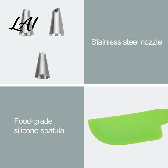 Handheld Frosting Applicator Stainless Steel Cake Icing Dispenser Set Reusable Baking Tools with Scraper And Detachable Replaceable Nozzles,