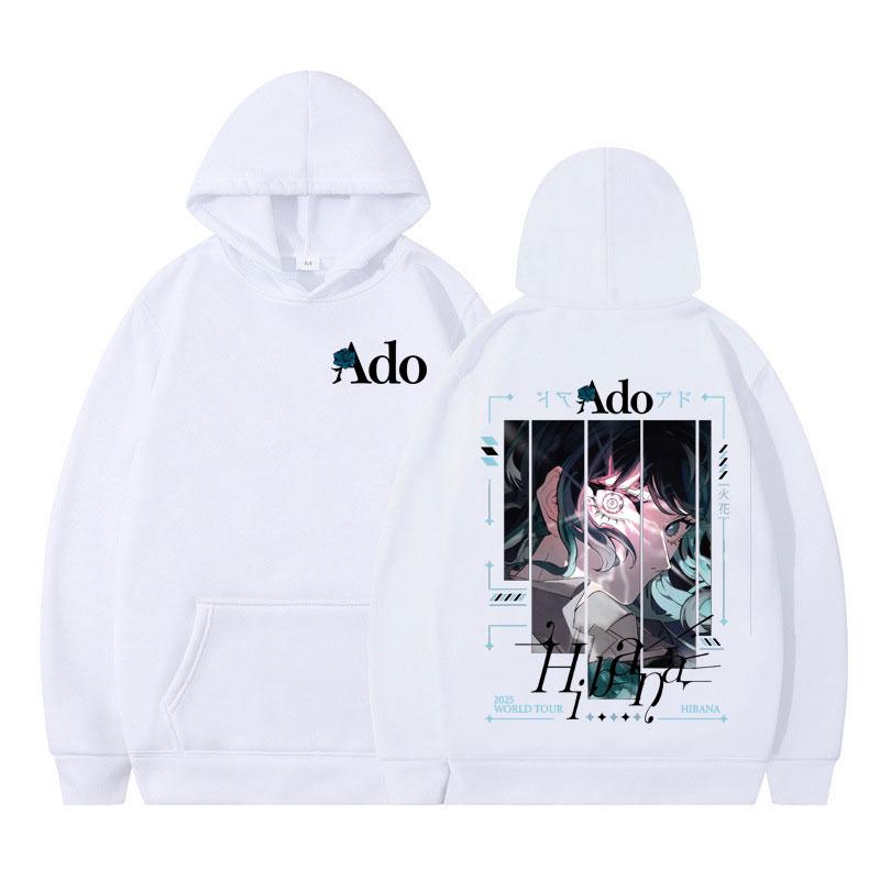Ado 2025 World Tour Hibana Double-sided Print Hoodies Men Women Fashion Hooded Sweatshirts Long Sleeves Hip-hop Streetwear Tops
