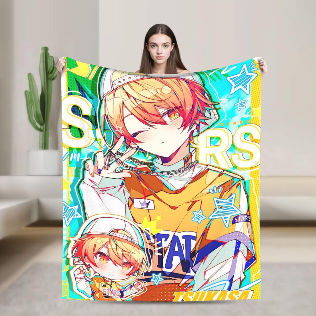 Tsukasa Tenma Flannel Blankets  Warm Bedding Throws for Couch Bed Travel Funny Bedspread Sofa Bed Cover